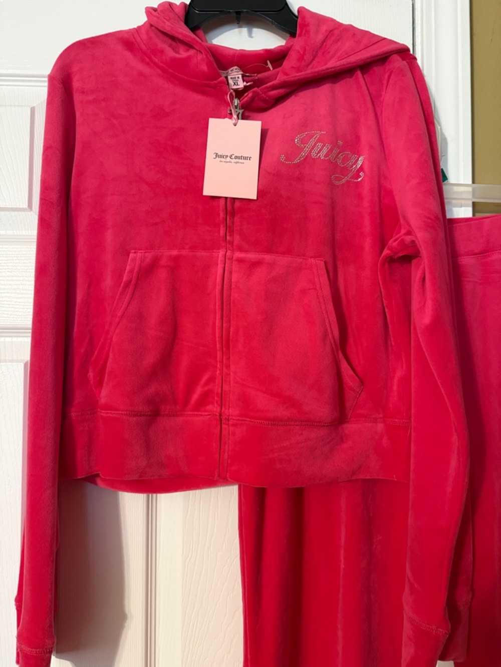 Hot Pink Juicy Couture Velour Hoodie & Pants Set XL - Picture 5 of 9